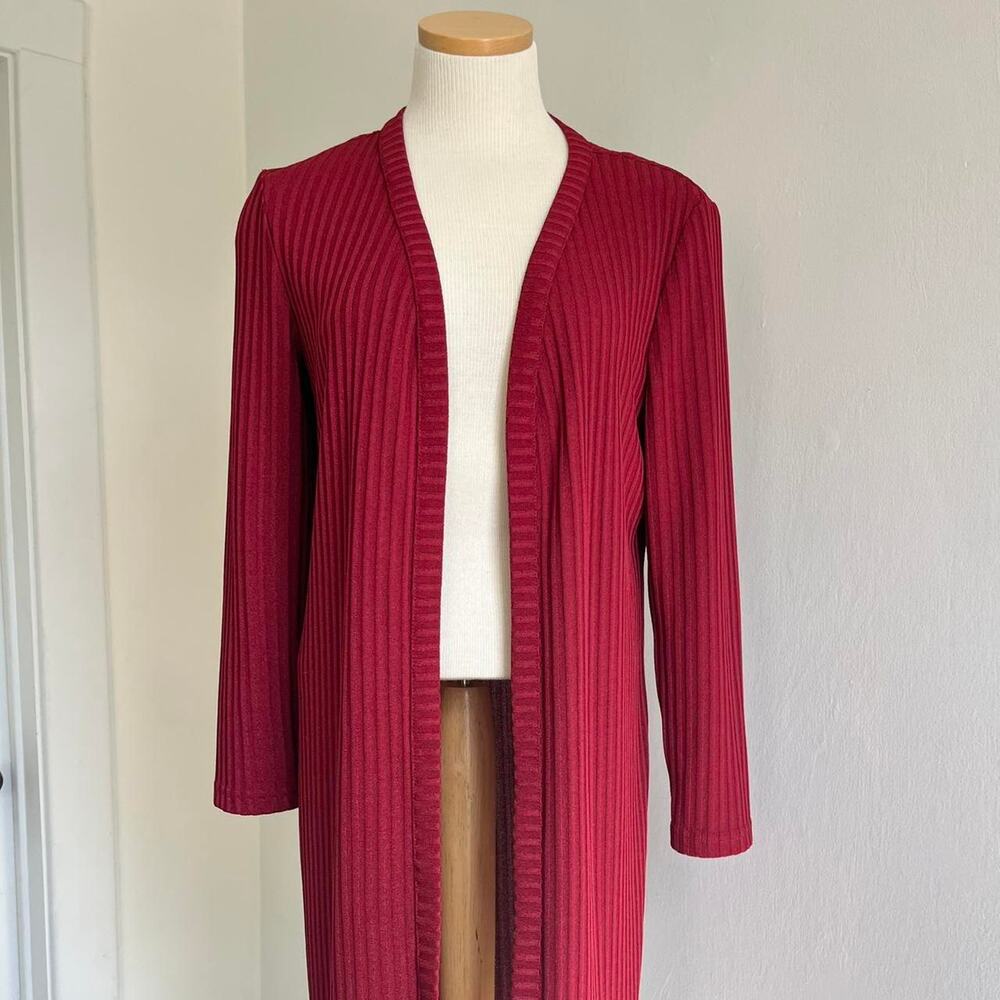 90s ribbed red cardigan